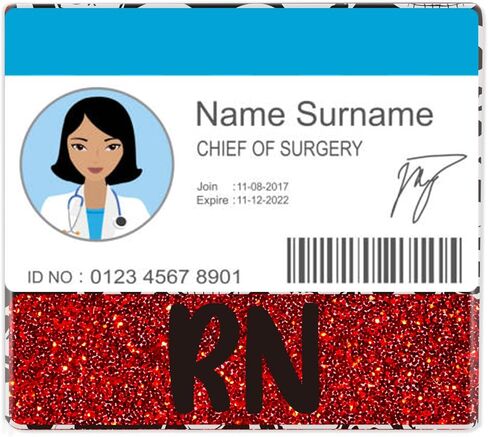 حامل بكرة Jupswan RN Badge Buddy Reel - ثلاث بطاقات شارة ممرضة خضراء عمودية مرحة للتمريض معرف اسم العلامة ملحقات لامعة للممرضات المسجلات في المستشفى مستلزمات العمل هدايا العطلات in Saudi Arabia