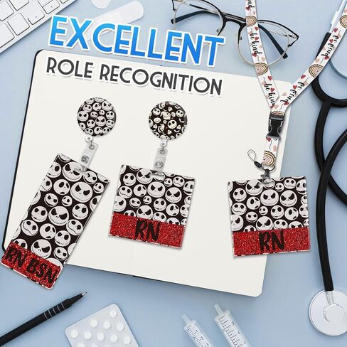 حامل بكرة Jupswan RN Badge Buddy Reel - ثلاث بطاقات شارة ممرضة خضراء عمودية مرحة للتمريض معرف اسم العلامة ملحقات لامعة للممرضات المسجلات في المستشفى مستلزمات العمل هدايا العطلات in Saudi Arabia