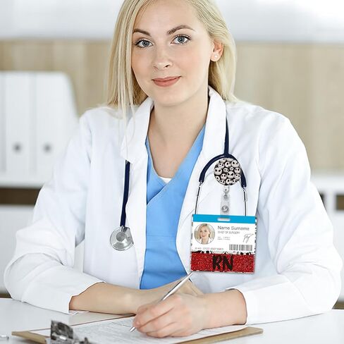 حامل بكرة Jupswan RN Badge Buddy Reel - ثلاث بطاقات شارة ممرضة خضراء عمودية مرحة للتمريض معرف اسم العلامة ملحقات لامعة للممرضات المسجلات في المستشفى مستلزمات العمل هدايا العطلات in Saudi Arabia