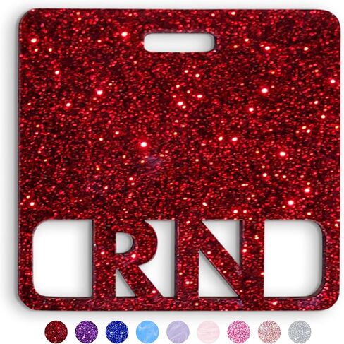 RN Badge Buddy Horizontal Cute Registered Nurse Badge Buddy Acrylic Nursing Badge Buddy Perfect Size for Standard RN Badge Card Colorful & Glitter Rn Badge Holder Badge Buddy Nursing (Purple Glitter) in Saudi Arabia
