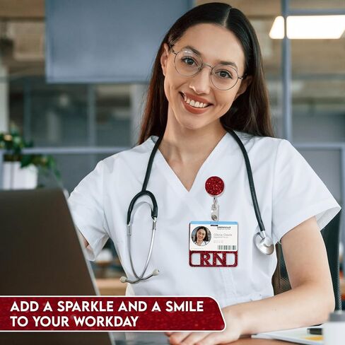 RN Badge Buddy Horizontal Cute Registered Nurse Badge Buddy Acrylic Nursing Badge Buddy Perfect Size for Standard RN Badge Card Colorful & Glitter Rn Badge Holder Badge Buddy Nursing (Purple Glitter) in Saudi Arabia