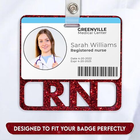 RN Badge Buddy Horizontal Cute Registered Nurse Badge Buddy Acrylic Nursing Badge Buddy Perfect Size for Standard RN Badge Card Colorful & Glitter Rn Badge Holder Badge Buddy Nursing (Purple Glitter) in Saudi Arabia