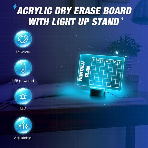 لوح مسح جاف من الأكريليك من Epakh مع حامل مقاس 12 × 8 بوصة LED واضح لسطح المكتب ولوحة بيضاء تضيء لوحة المسح الجاف ولوحة رسائل مذكرة متوهجة مع علامة بيضاء للكتابة (حامل بلاستيكي أبيض) in Saudi Arabia