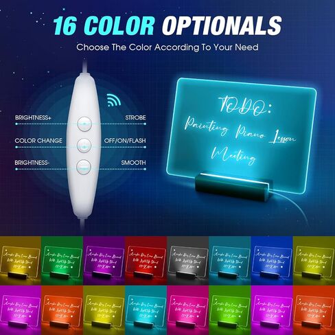 لوح مسح جاف من الأكريليك من Epakh مع حامل مقاس 12 × 8 بوصة LED واضح لسطح المكتب ولوحة بيضاء تضيء لوحة المسح الجاف ولوحة رسائل مذكرة متوهجة مع علامة بيضاء للكتابة (حامل بلاستيكي أبيض) in Saudi Arabia