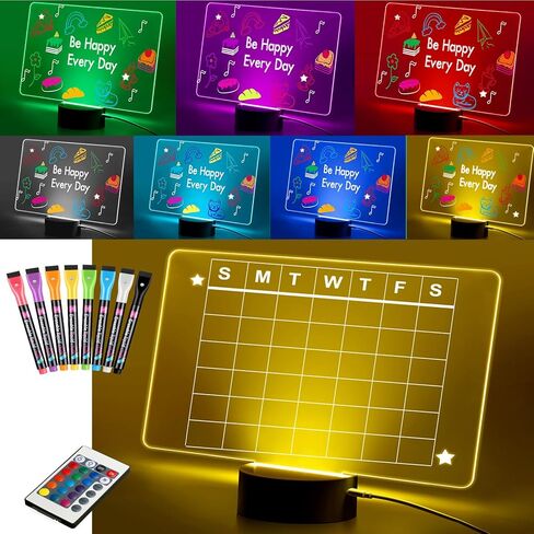لوح مسح جاف من الأكريليك من Epakh مع حامل مقاس 12 × 8 بوصة LED واضح لسطح المكتب ولوحة بيضاء تضيء لوحة المسح الجاف ولوحة رسائل مذكرة متوهجة مع علامة بيضاء للكتابة (حامل بلاستيكي أبيض) in Kuwait