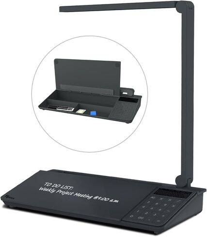 Glass Desktop Whiteboard with Calculators, Small Dry Erase WhiteBoard with Storage Unit, Computer Keyboard Stand, Desk Organizers for Office, Home and School Accessories Supplies (Black) in Saudi Arabia