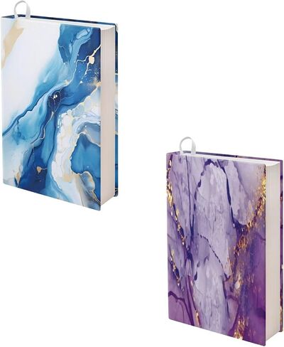 Gomyblomy 2 Pack Stretchable Book Cover Jumbo Fabric Book Covers Blue Purple Marble Print Book Protector Washable Reusable Protective Textbook Jackets for Paperbacks up to 9'' x 11'' in Kuwait