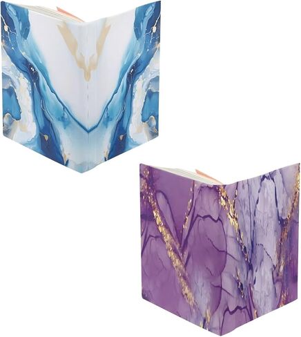 Gomyblomy 2 Pack Stretchable Book Cover Jumbo Fabric Book Covers Blue Purple Marble Print Book Protector Washable Reusable Protective Textbook Jackets for Paperbacks up to 9'' x 11'' in Kuwait