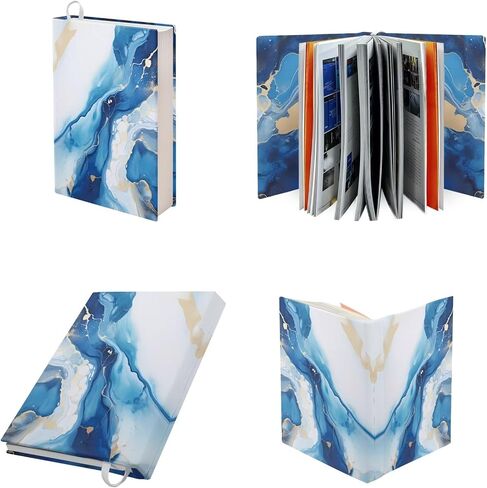 Gomyblomy 2 Pack Stretchable Book Cover Jumbo Fabric Book Covers Blue Purple Marble Print Book Protector Washable Reusable Protective Textbook Jackets for Paperbacks up to 9'' x 11'' in Kuwait