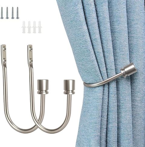 Coolnice Curtain Holdback,2 Pack Wall Mounted Drapery Tiebacks with Screws, Heavy Duty Metal Decorative Window Drapery Holder Curtain Hook U Shape for Home Office,Gold in Saudi Arabia