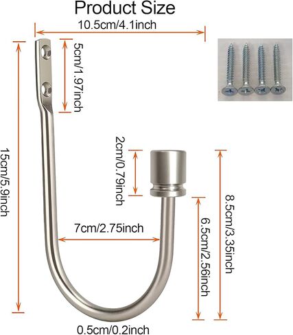 Coolnice Curtain Holdback,2 Pack Wall Mounted Drapery Tiebacks with Screws, Heavy Duty Metal Decorative Window Drapery Holder Curtain Hook U Shape for Home Office,Gold in Saudi Arabia