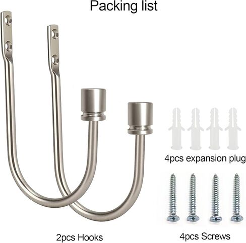 Coolnice Curtain Holdback,2 Pack Wall Mounted Drapery Tiebacks with Screws, Heavy Duty Metal Decorative Window Drapery Holder Curtain Hook U Shape for Home Office,Gold in Saudi Arabia