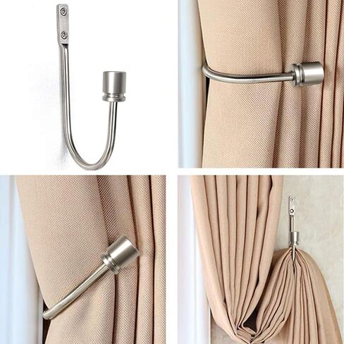 Coolnice Curtain Holdback,2 Pack Wall Mounted Drapery Tiebacks with Screws, Heavy Duty Metal Decorative Window Drapery Holder Curtain Hook U Shape for Home Office,Gold in Saudi Arabia