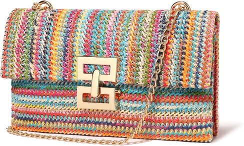 Straw Clutch Purse Crossbody Bag for Women Designer Evening Handbag Casual Summer Beach Straw Shoulder Bag in Kuwait