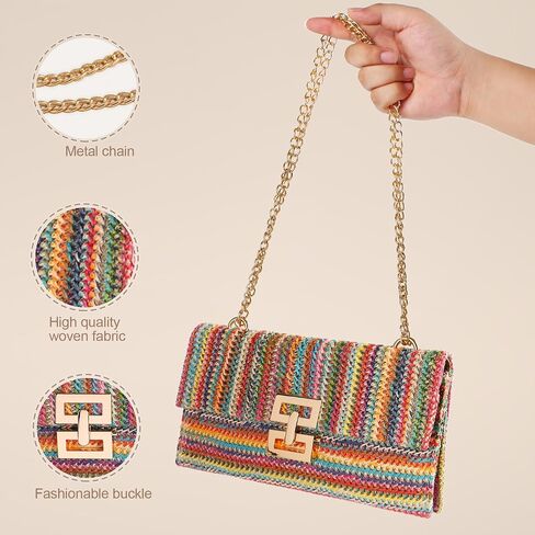 Straw Clutch Purse Crossbody Bag for Women Designer Evening Handbag Casual Summer Beach Straw Shoulder Bag in Kuwait