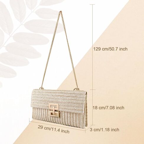 حقيبة كروس بمحفظة من القش للنساء مصممة حقيبة يد مسائية كاجوال صيفية للشاطئ حقيبة كتف من القش in Kuwait