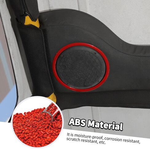 Jimen Compatible with Jeep Wrangler TJ 1997-2006, 1 Pair Roof Speaker Cover Trim Frame (Red) in Saudi Arabia