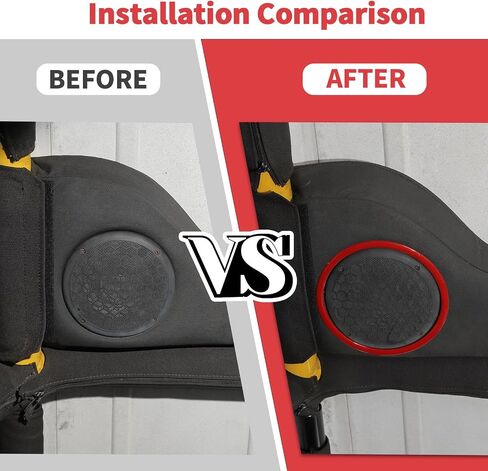 Jimen Compatible with Jeep Wrangler TJ 1997-2006, 1 Pair Roof Speaker Cover Trim Frame (Red) in Saudi Arabia