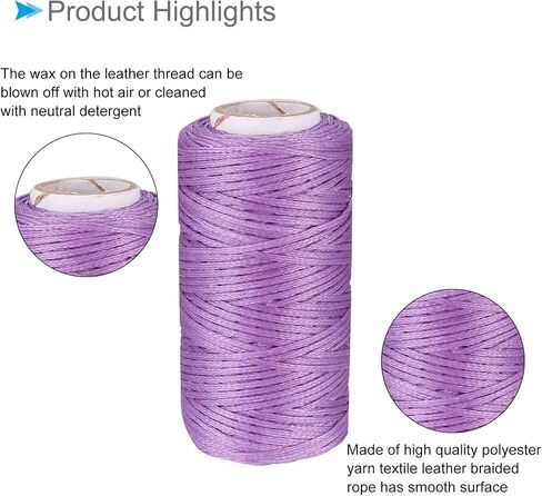 Leather Sewing Thread, 55 Yards 1mm/150D, Polyester Yarn Flat Wax Leather Waxed String Cord Light Purple - (Applications: for Sewing Leather Projects Bookbinding) in Saudi Arabia