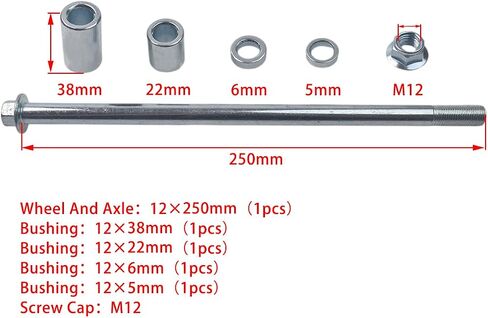 12mm 310mm Front Rear Axle with 38mm 22mm 6mm 5mm Bush fit for Pit pro Dirt Bike Scooter QUAD ATV in Saudi Arabia