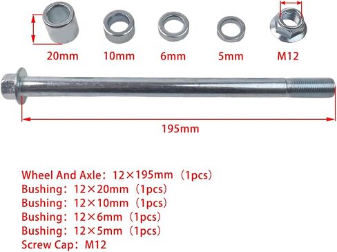 12mm 310mm Front Rear Axle with 38mm 22mm 6mm 5mm Bush fit for Pit pro Dirt Bike Scooter QUAD ATV in Saudi Arabia