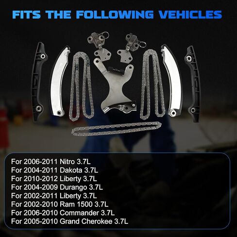 مجموعة سلسلة توقيت المحرك TKMI037NG لـ 2002-2011 Liberty 3.7L، لـ 2002-2010 Ram 1500 3.7L، لـ 2006-2010 Commander 3.7L، لـ 2005-2010 Grand Cherokee 3.7L استبدال OE TK10210 90393SC in Kuwait