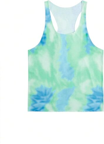OYOANGLE Men's Tie Dye Round Neck Sleeveless Athletic Tank Top Gym Workout Bodybuilding Casual Tops in Saudi Arabia