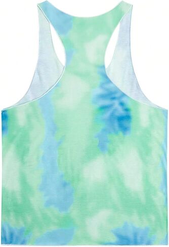 OYOANGLE Men's Tie Dye Round Neck Sleeveless Athletic Tank Top Gym Workout Bodybuilding Casual Tops in Saudi Arabia