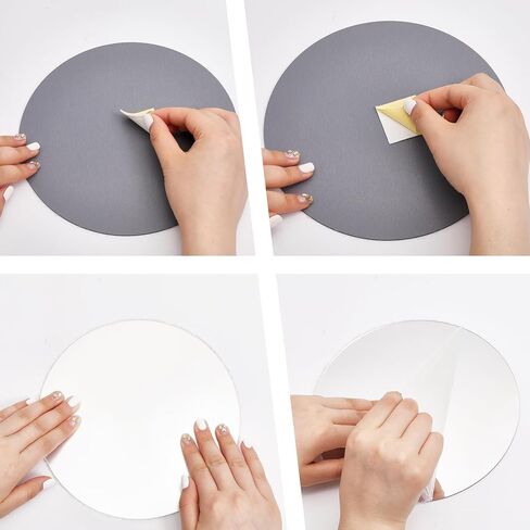 12 قطعة من المرايا الحرفية من GLOBLELAND مرآة دائرية مع شريط مزدوج الجوانب ذاتي اللصق من الأكريليك مرآة حائط ملصق دائرة مرآة لوحات دائرية مرآة مركزية للطاولات والزفاف وغرفة المعيشة المنزلية in Kuwait