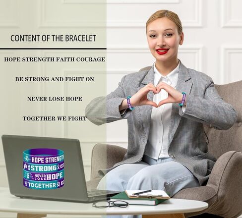 أساور معصم من السيليكون للتوعية بمنع الانتحار، وشجاعة الأمل وقوة الإيمان، وأساور دعم من مطاط السيليكون باللون الأزرق المخضر والأرجواني، وأساور معصم للجنسين بحجم هدية للنساء والرجال والمراهقين - 12 قطعة (C-6) in Kuwait