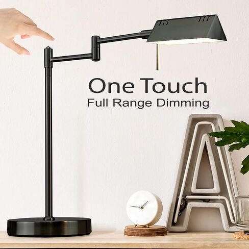 مصباح طاولة صيدلية LED من O'Bright، تعتيم كامل المدى، 12 وات LED، أذرع متأرجحة 360 درجة، مكتب، قراءة، حرفية، مصباح عمل، تم اختبار ETL، أسود in Kuwait