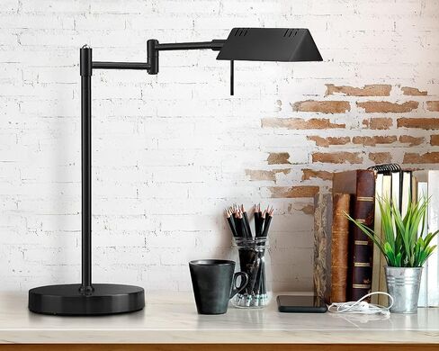 مصباح طاولة صيدلية LED من O'Bright، تعتيم كامل المدى، 12 وات LED، أذرع متأرجحة 360 درجة، مكتب، قراءة، حرفية، مصباح عمل، تم اختبار ETL، أسود in Kuwait