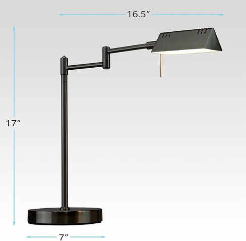 مصباح طاولة صيدلية LED من O'Bright، تعتيم كامل المدى، 12 وات LED، أذرع متأرجحة 360 درجة، مكتب، قراءة، حرفية، مصباح عمل، تم اختبار ETL، أسود in Kuwait