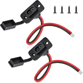 ELECTOP Rectangular SAE Connector Power Socket Sidewall Port, Weatherproof SAE Quick Connector Solar Panel Flush Mount SAE Plug Adapter, 12AWG SAE Cable for Solar Generator Battery Charger (2 Pack)