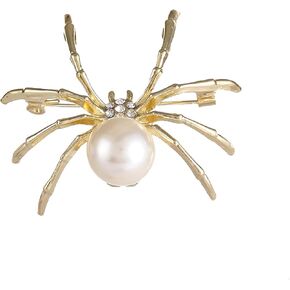WCRAZYE Spider Brooch Pins for Men Women Witch Jewelry Halloween Pin Accessories Jewelry Fashion Victorian Style Mother of Pearl Body and Micro Pave Spider Brooches Pins Silver Tone Goth Accessories Pins for Backpacks Aesthetic Brooch