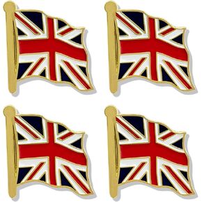 4 Pack United Kingdom Flag Lapel Pin - UK Flag Britisher Flags Pins Lapel Hat Backpacks Suit Decoration & Men Women Waving Patriotic Enamel Metal Badge Souvenir