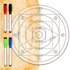 1+4P Spell AOE Damage Template with 4P Dry Erase Pen,Extra Large to 30' Cube 30' Cone Area Effect Template,Board Game AOE Area Damage Measure Tool for DND/RPG,Spell Template for Dungeons/TTRPGs