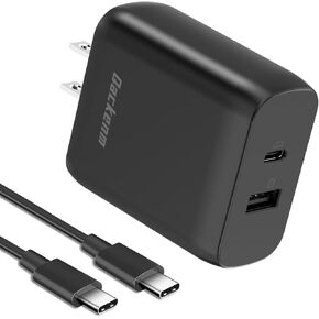65W USB C Charger, Qackenm Fast Charger Block 2-Port Power Adapter for MacBook Pro/Laptop/iPhone 15 Smart Phone/Tablet/Monitor/iPad Pro/Galaxy/Pixel with 6.6 ft USB-C Cable Dual Port Charging
