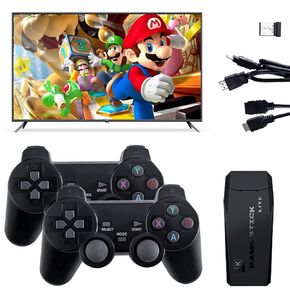 Wireless Retro Game Console Stick Built-in 20000+ Classic Games, 4K HDMI Output Nostalgia Plug & Play Retro Video Gaming Stick, Retro Game Consolewith 9 Emulators and Dual 2.4G Wireless Controller(64G)