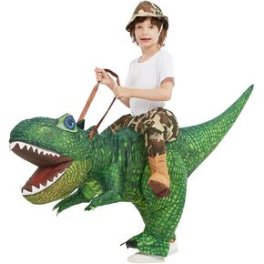 GOOSH Inflatable Dinosaur Costume Kids Halloween Blow up Costumes for Boys Girls Riding Diplodocus Air Costume for Party