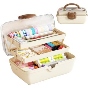 Cute Hair Accessories Organizer 3-Layers Kids Jewelry Storage Box Plastic Hair Accessories holder for Girls (Pink, 10.8 x 5.7 x 5.9 Inch)
