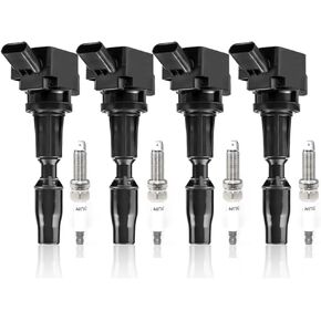 Ignition Coil Pack and Iridium Spark Plugs Compatible for Hyundai Tucson 2018-2020, Santa Fe 2017-2020, Sonata 2015-2019, for Kia Sportage 2017-2020, Sorento Optima 2016-2020 L4 2.4L Set of 4