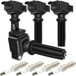 Set of 4 Ignition Coil Pack with 4*Spark Plug Fit for 2015-2019 for Ford Mustang 2.3L 2012-2018 for Ford Edge 2.0L 2016-2019 for Ford Explorer 2.3L, Replace UF670 DG546