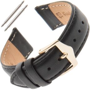 Gilden 16-18mm Unisex Genuine Lambskin Padded Black Watch Strap LS16
