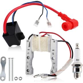 Performance 2-Wire Magneto Coil + CDI Ignition Coil + Spark Plug Compatible with 49cc - 50cc 60cc 66cc 80cc 2-stroke Engines Motorized Bicycle Motor Bike ATV Quad Scooter