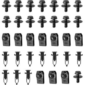 70PCS Engine Under Cover Splash Shield Guard Body Bolts, Bumper Fender Liner Push Retainer Fastener Rivet Clips, Bumper Fastener U-Nuts Clip Kit, Universal Car Accessories