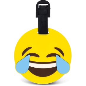 Puzzled Joy Emotion Luggage Tag - Unique Fun Emotion Novelty Travel Tags for Luggage, Cute Laughing Face Travel ID Identification Label for Suitcase, Backpack and Sports Bag - Tags for Men and Women