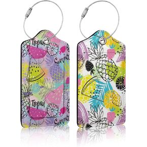 2 Pack Dog Lover Luggage Tag for Suitcases, Dog Mom Dad PU Leather Luggage Tag with Privacy Cover ID Label for Women Men Travel Cruise Baggage Handbag School Bag Backpack