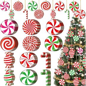 36 Pieces Candy Cane Candy Christmas Ornaments Christmas Wood Hanging Decor Xmas Tree Wood Cutouts Candy Cane Peppermint Christmas Decor for Christmas Home Party Decoration Supplies (Colorful Candy)