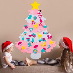 OurWarm DIY Felt Christmas Snowman Game Set with 31 Detachable Ornaments, Wall Hanging Xmas Gifts for Christmas Decorations, 39 x 20 Inch